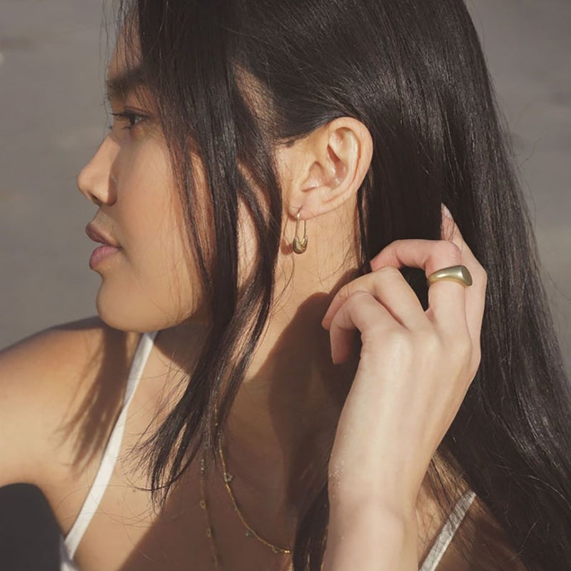 Brass Safety Pin Earring