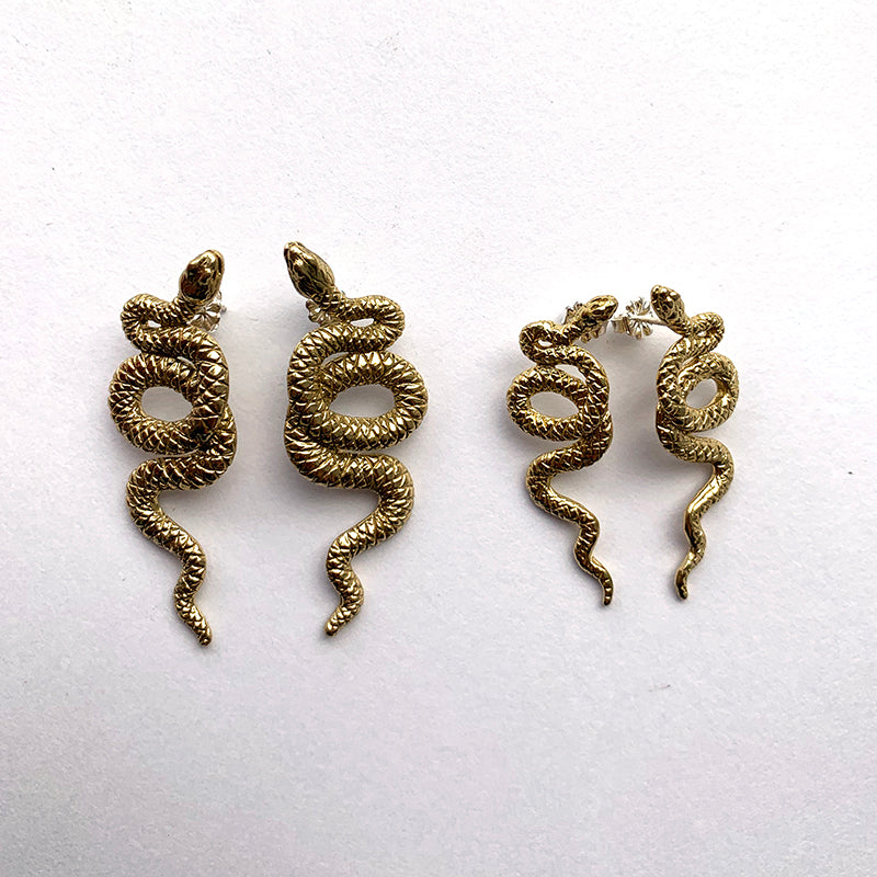 Brass Serpent Post Earrings