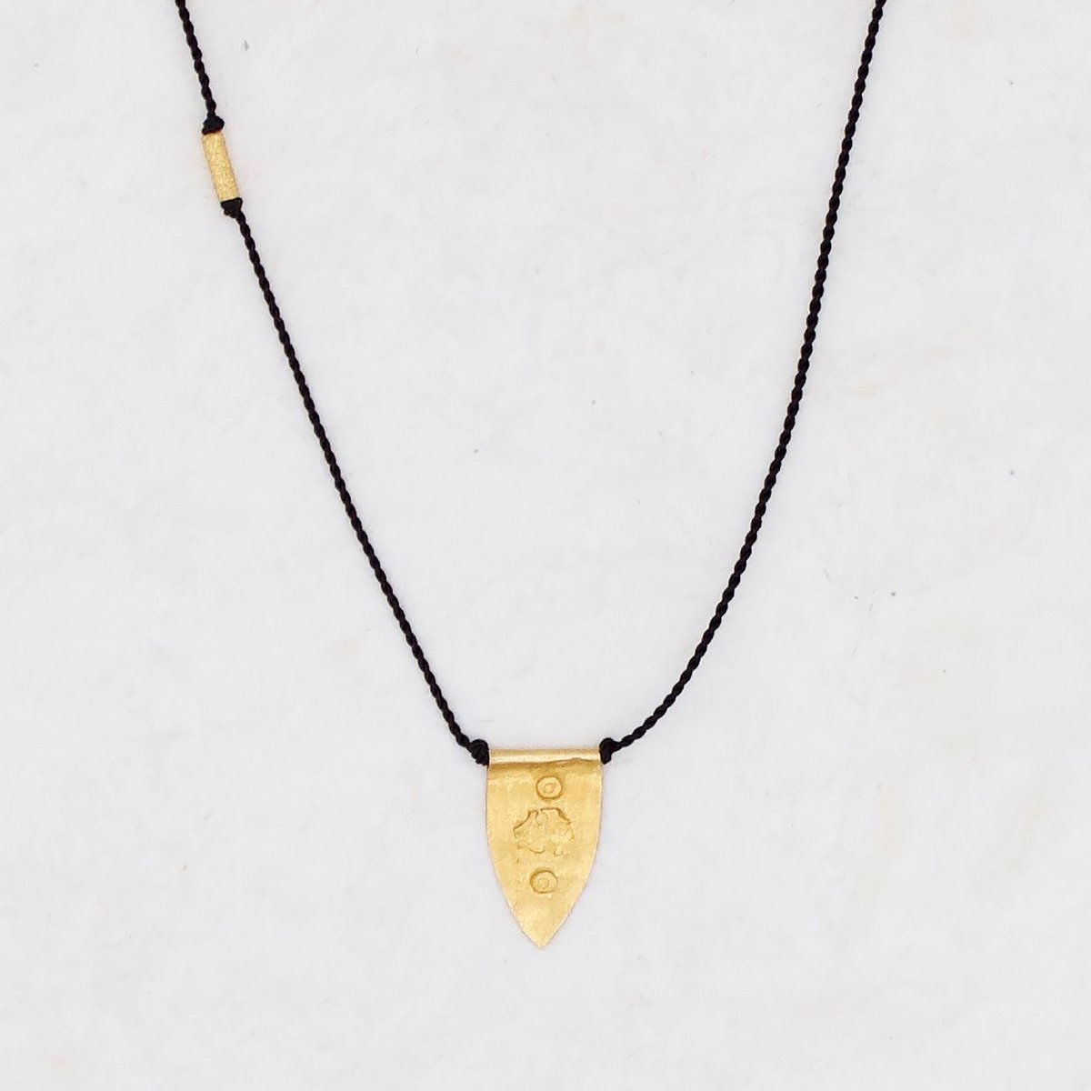 Pointed Shield Talisman Necklace on Black Nylon