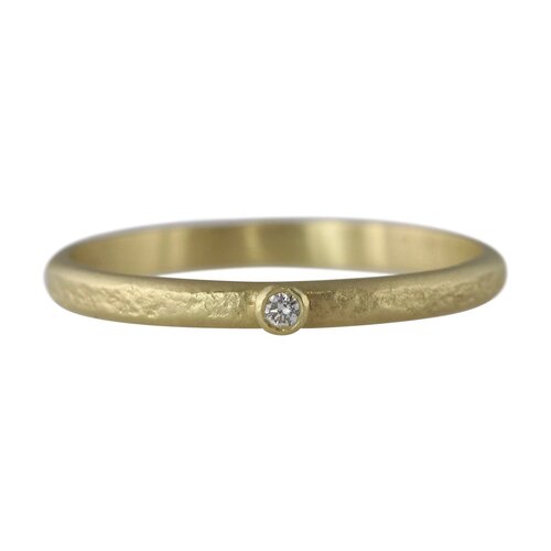 Weathered Single Diamond Stack Ring