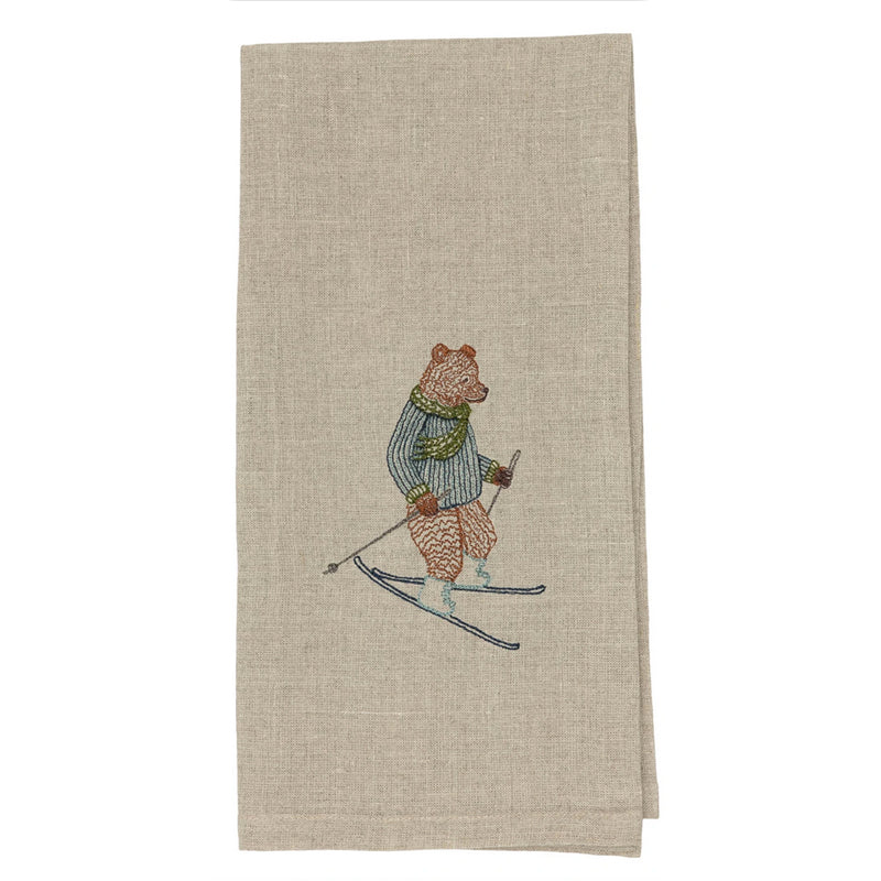 Skiing Bear Tea Towel