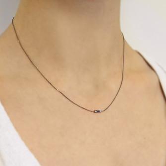 Slinky Black Diamond Bead Necklace (18K Black Rhodium)