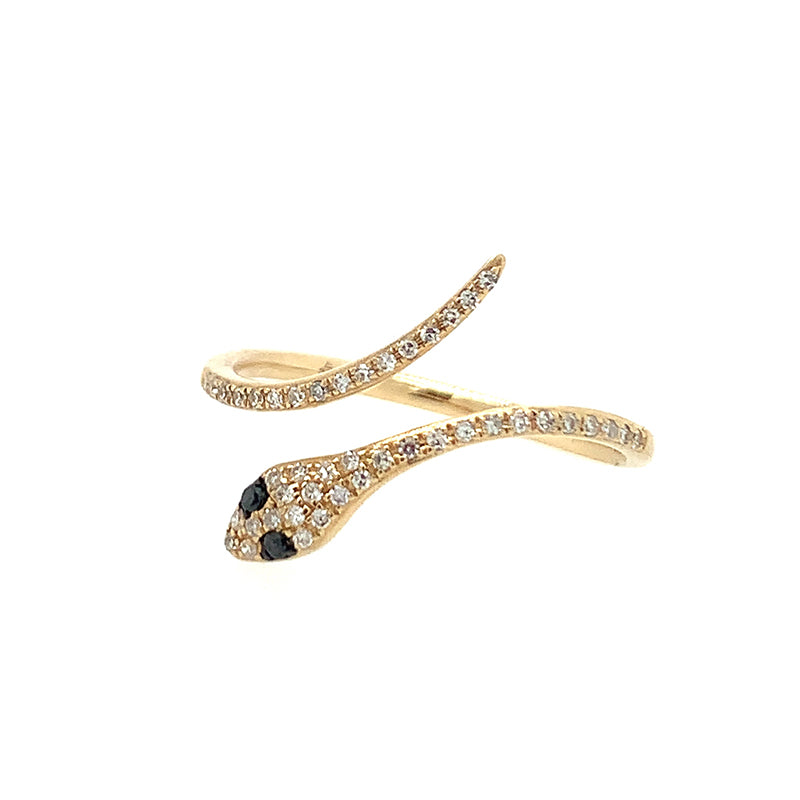 ** SNAKE RING - YG Black Diamond Eyes **