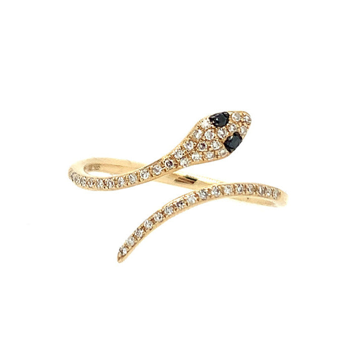 ** SNAKE RING - YG Black Diamond Eyes **