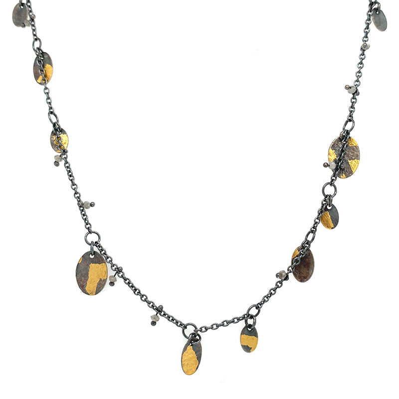 Speckle Grey Diamond Strand Necklace (ox/24k)