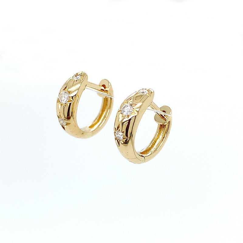 14k Starburst Helium Huggies - YG Diamond **