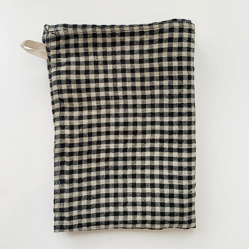Linen Towel - Black Check