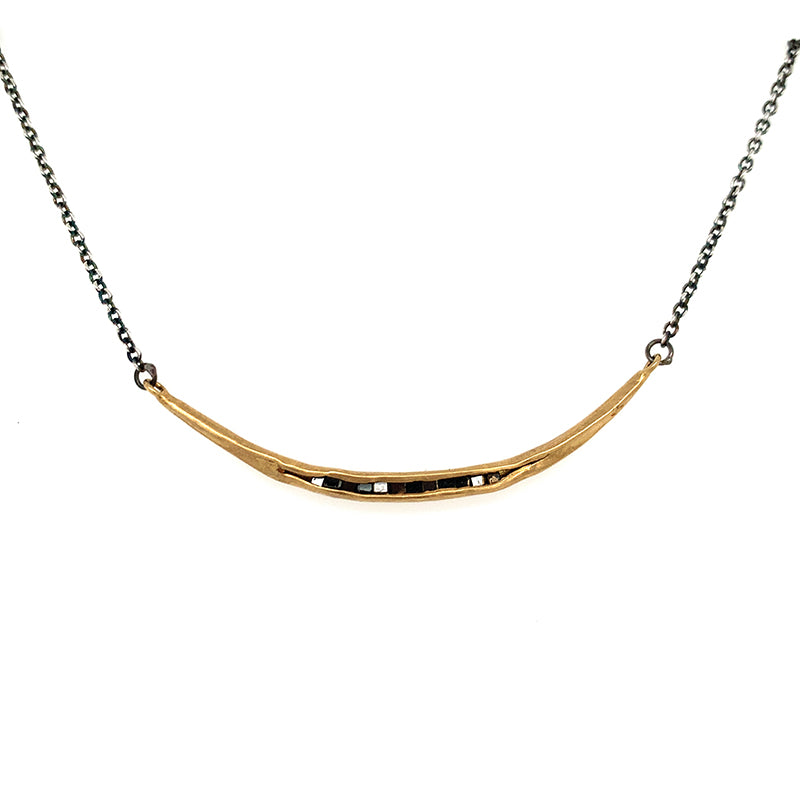 Vermeil Swing Necklace w/ Black Diamonds