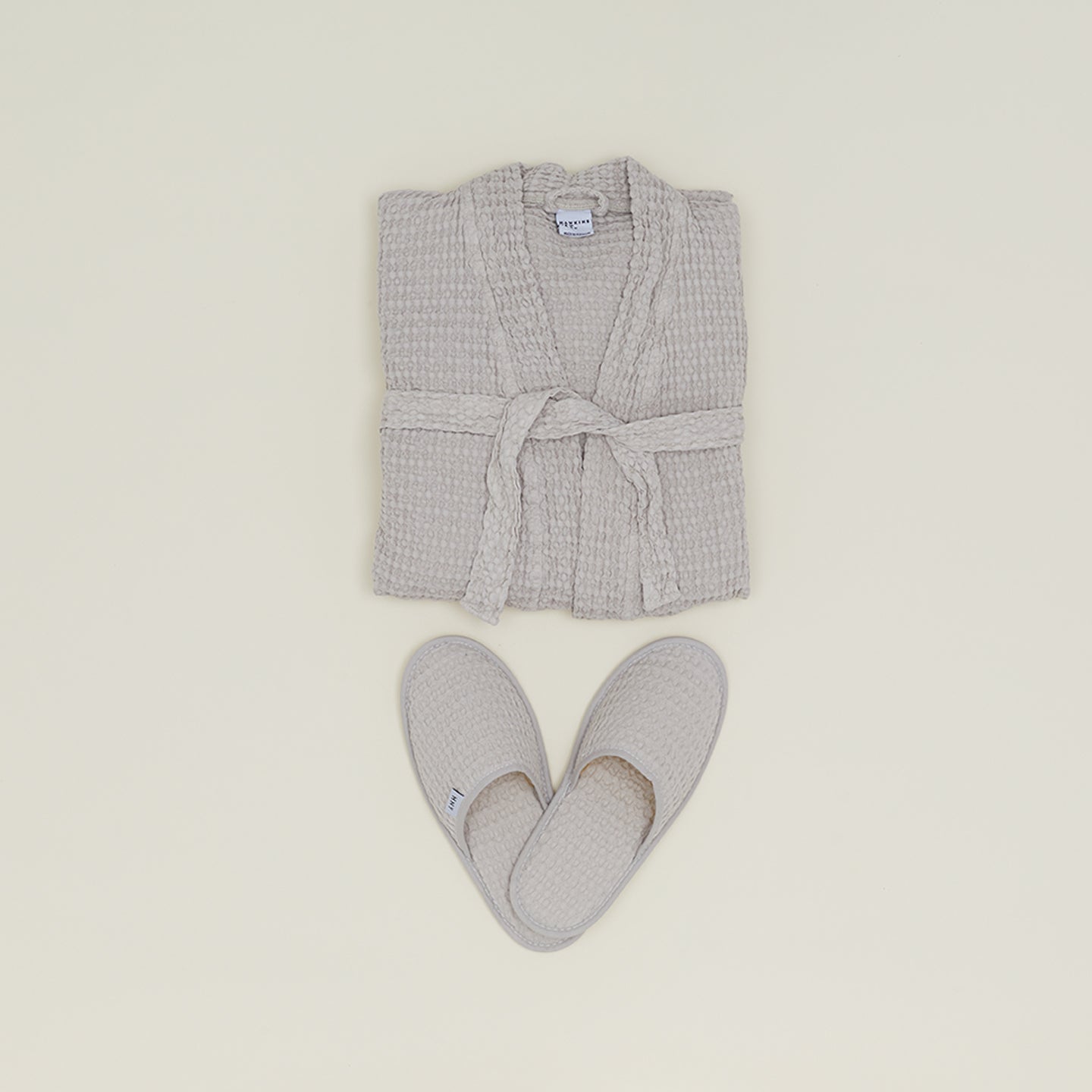 Waffle Bathrobe - Light Grey