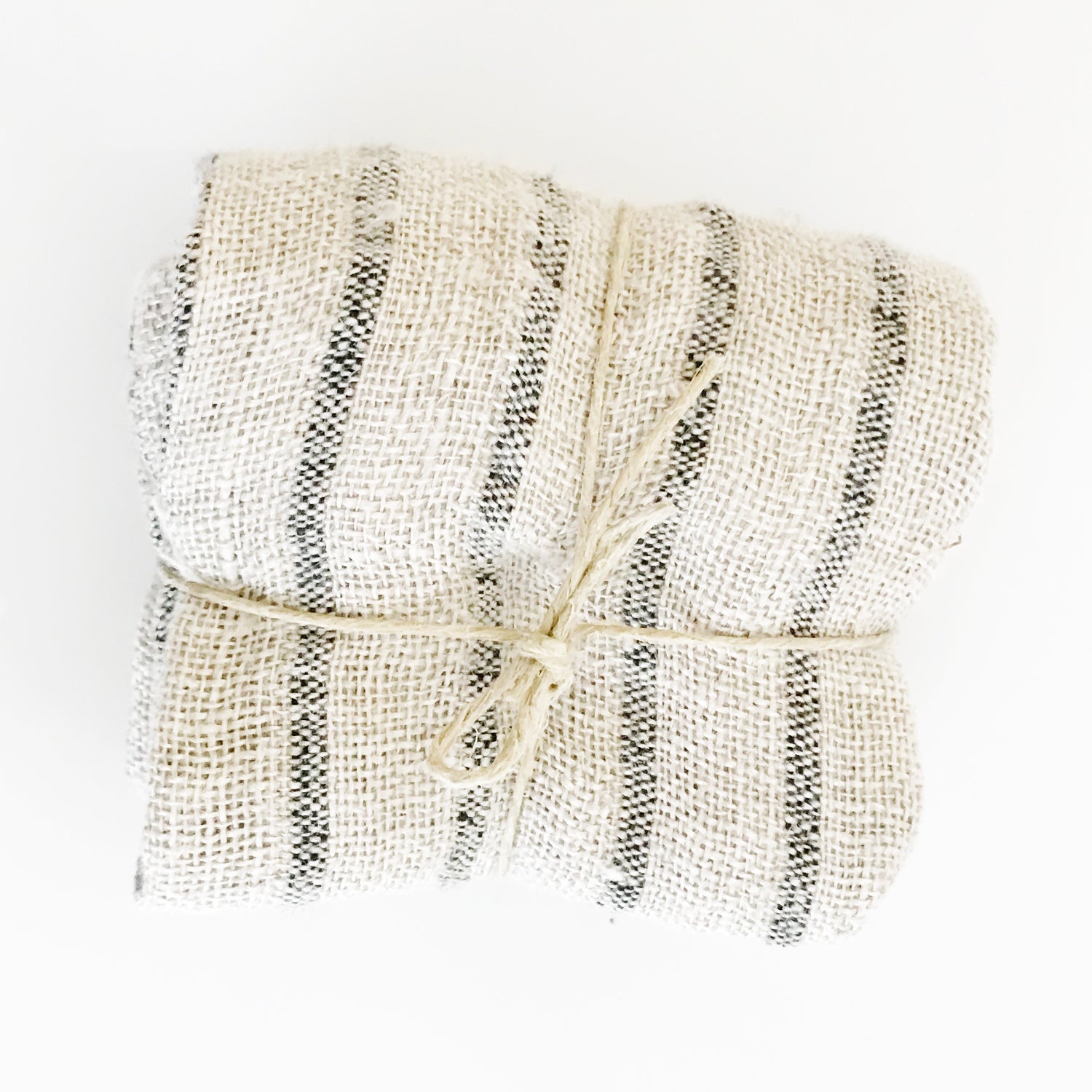 Black Striped Linen Wash Cloth - KESTREL