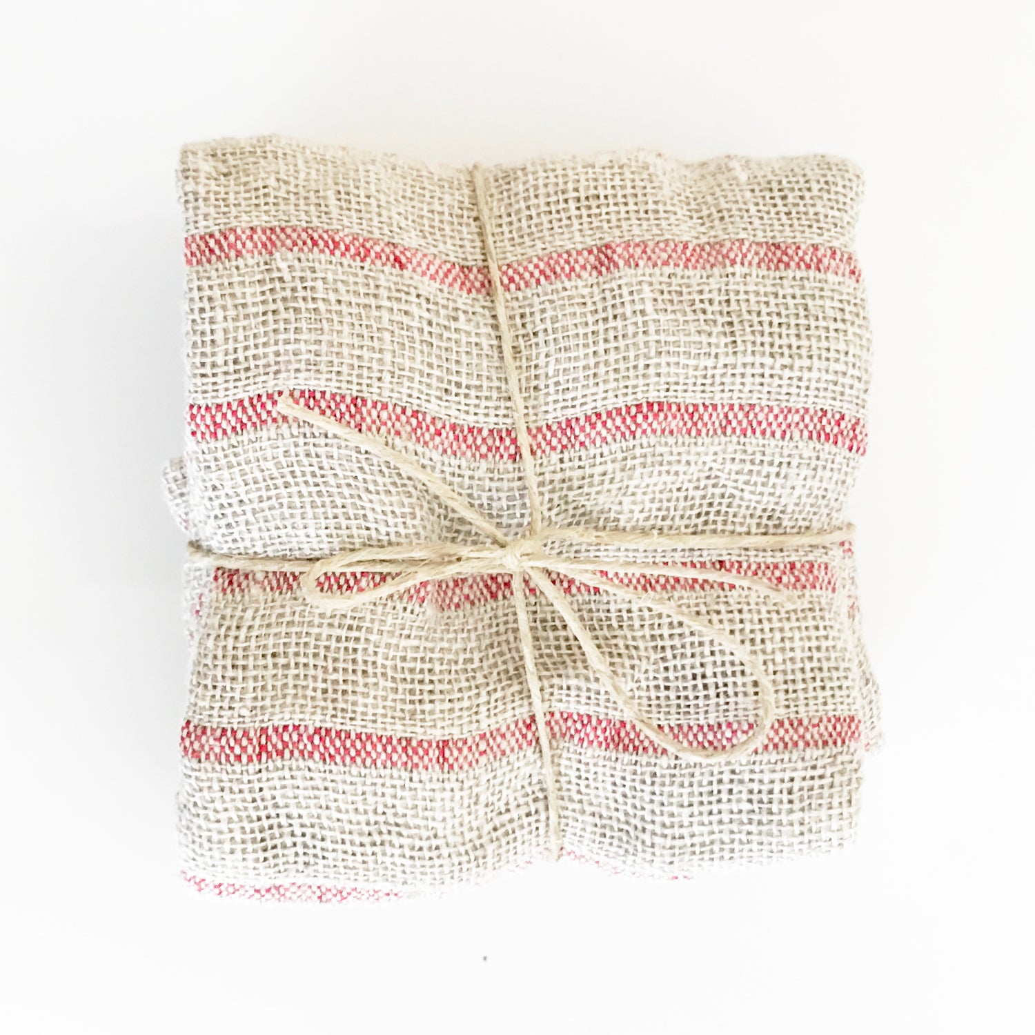 Red Striped Linen Wash Cloth - KESTREL