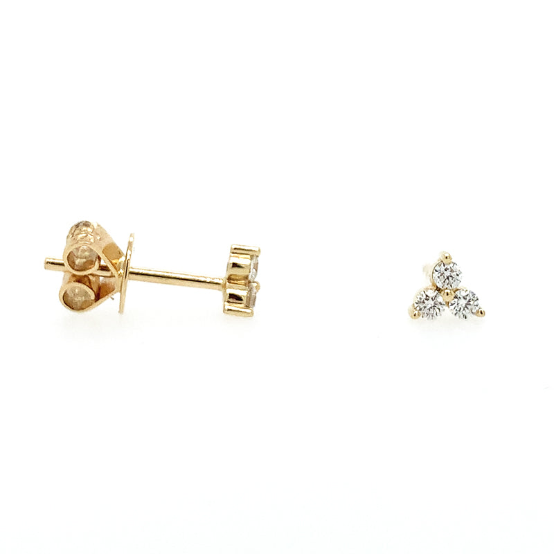 14K Trillium Flower Studs - YG White Diamond **