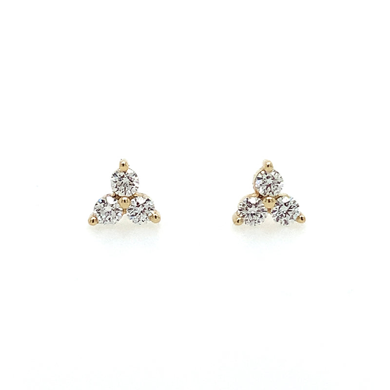 14K Trillium Flower Studs - YG White Diamond **