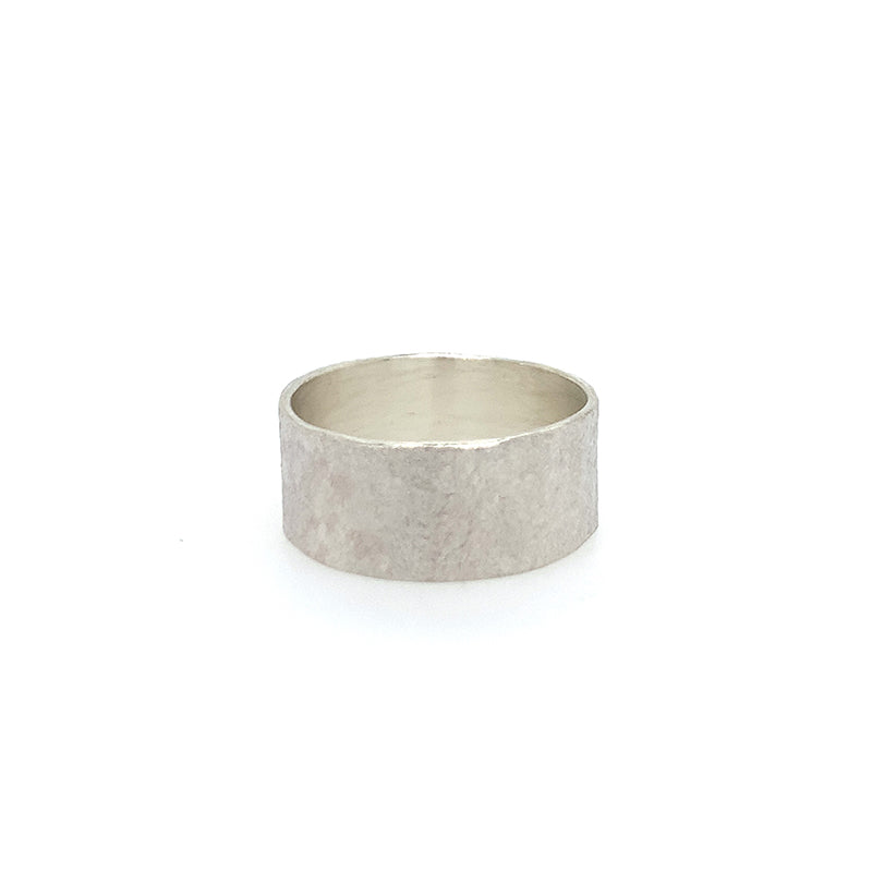 Wide 8mm Sterling Band - Organic Hammer Texture