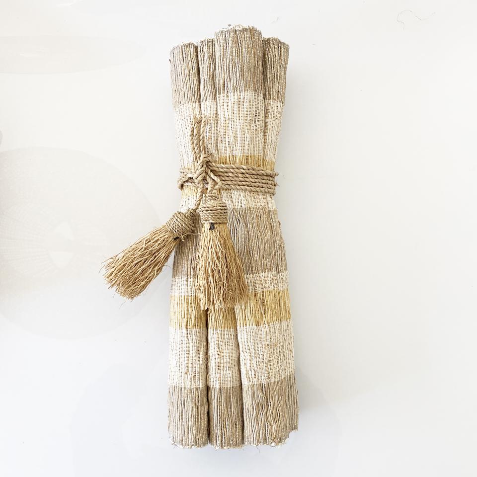 Vetiver Placemat - Grey/Yellow Stripe