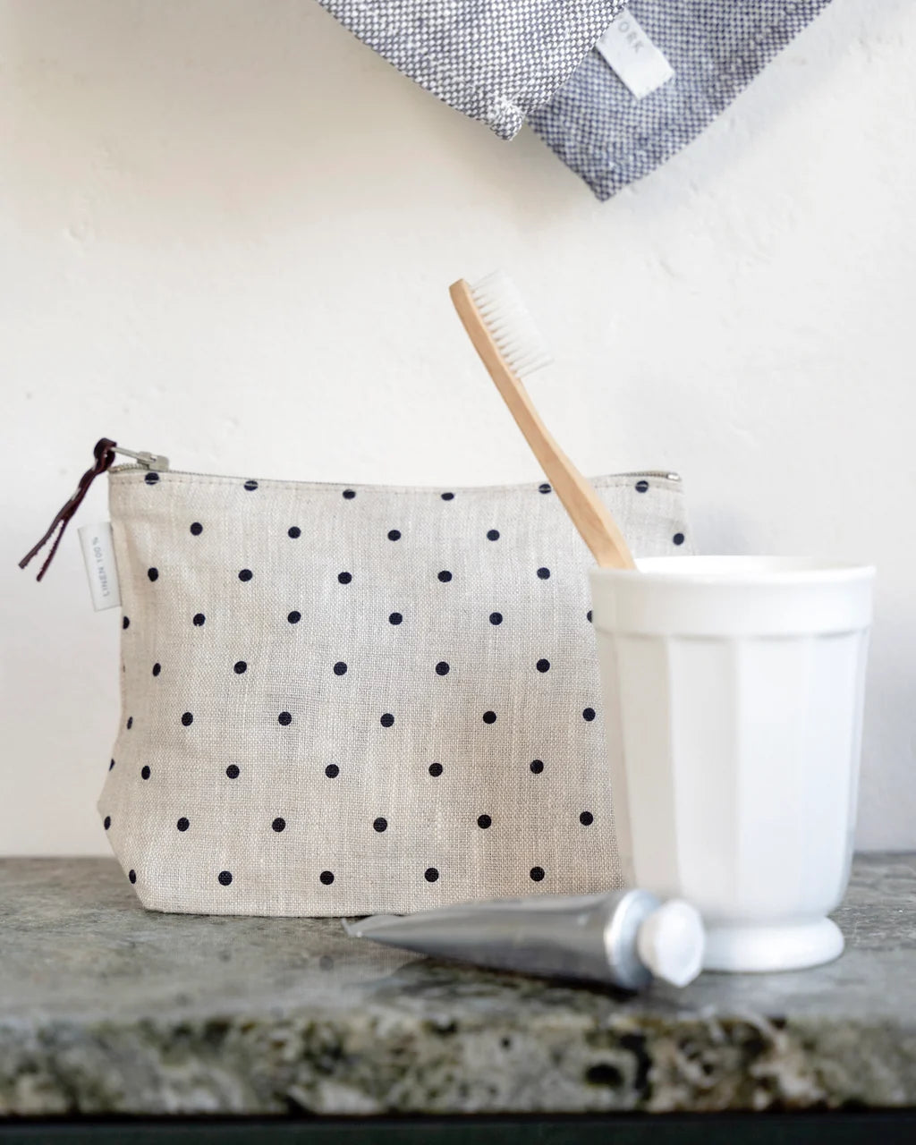 Chris Pouch (Natural with Black Dots)