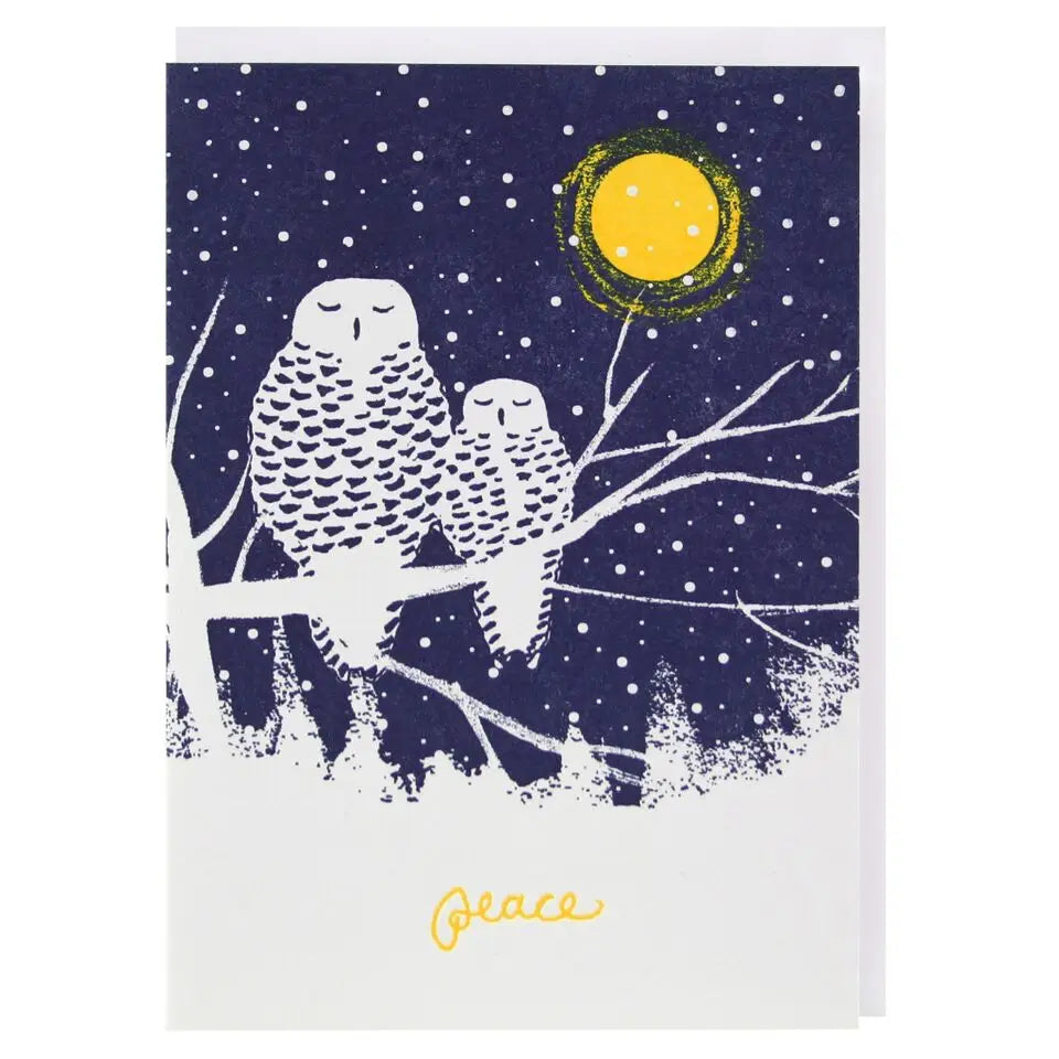 Snowy Owls Peace Card