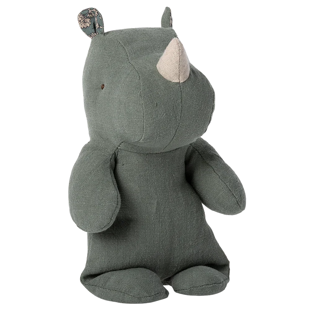 Small Stuffed Rhino - Pine Green