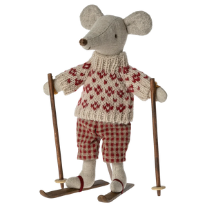 Winter Mouse with Ski Set - Red