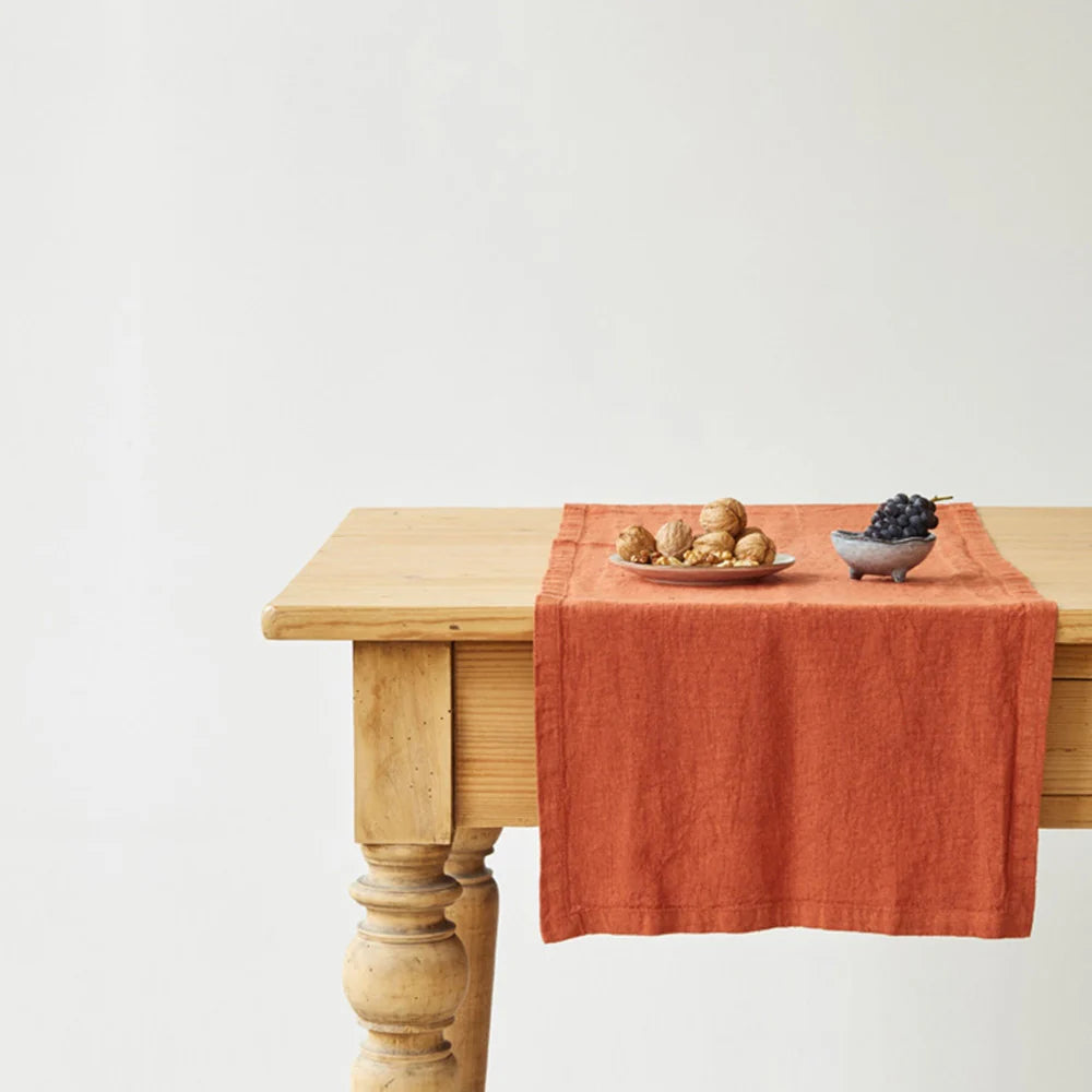 Linen Table Runner - Baked Clay