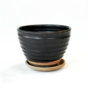 Large Grooved Planter - Black