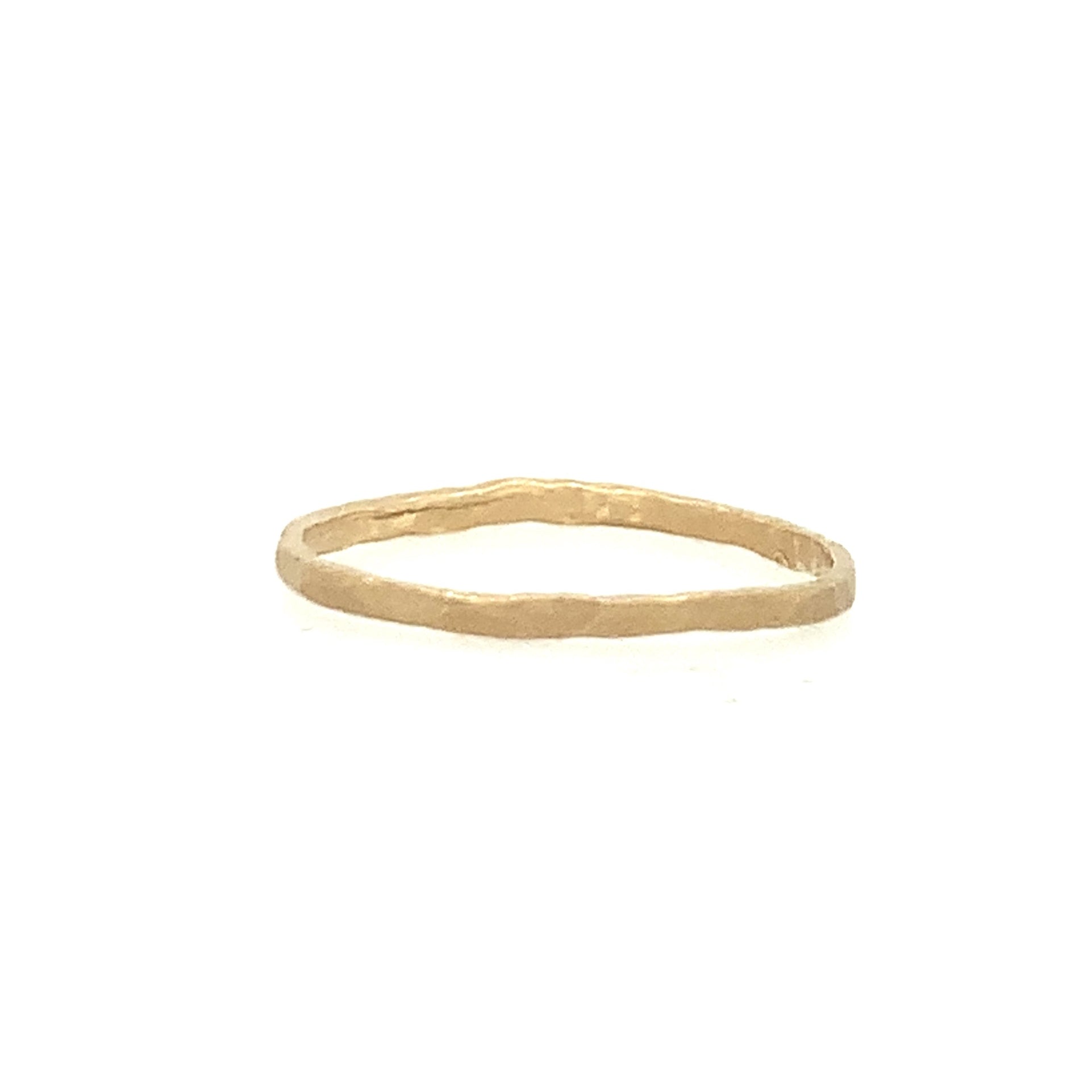 14k Hammered Facet Stacking Ring