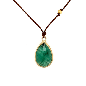 Emerald + 14k Bezel Necklace