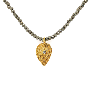 Beaded Pyrite + 18k Pendant Diamond Necklace