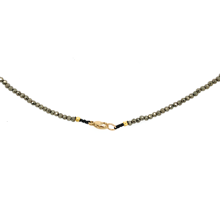 Pyrite Strand Necklace - 18k Rice Bead