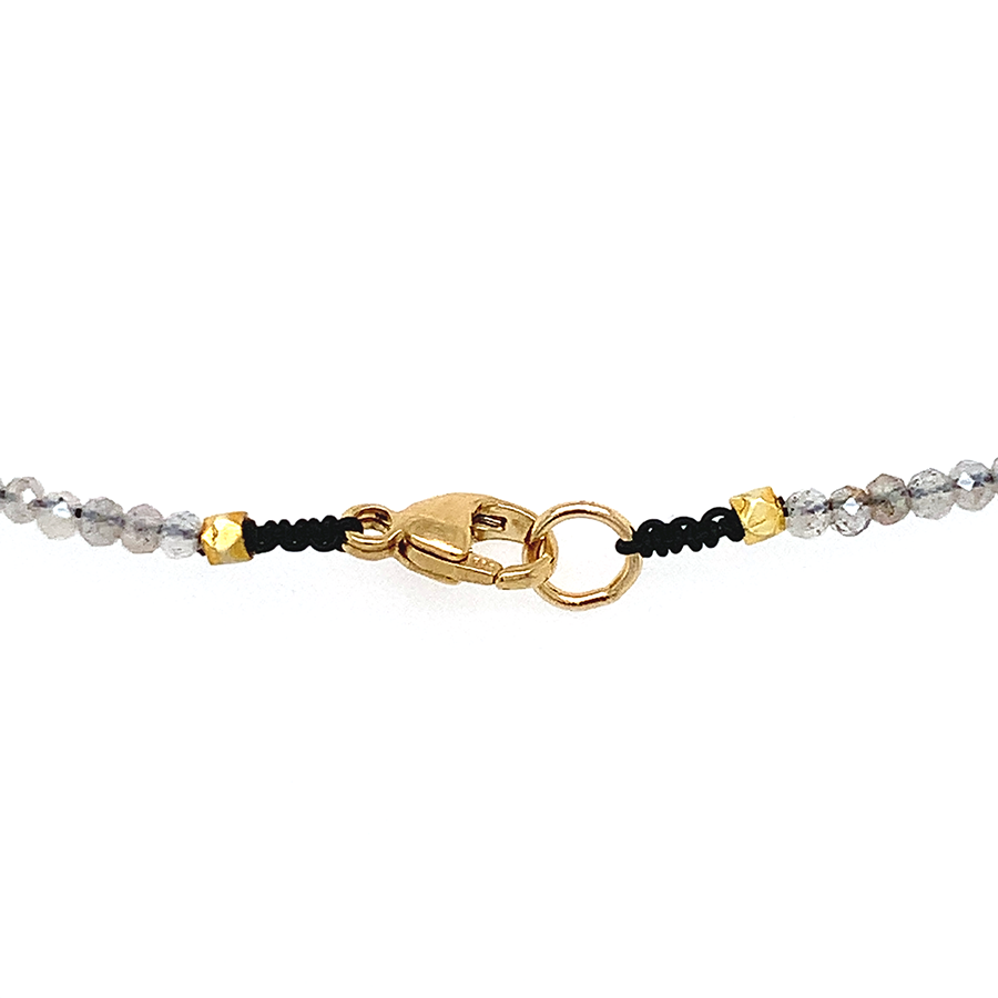 Mystic Moonstone + Diamond 18k Beaded Necklace