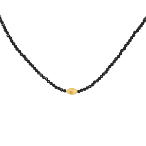 Black Spinel + 18k Beaded Necklace