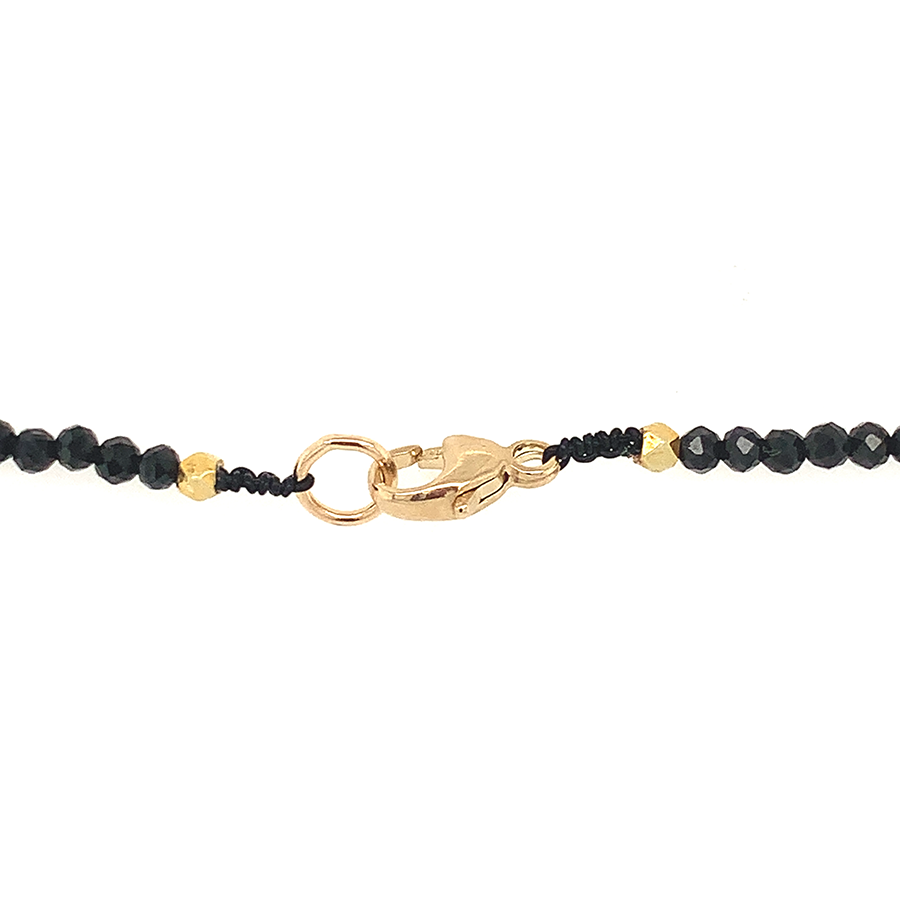 Black Spinel Strand w/ Golden Rice Bead