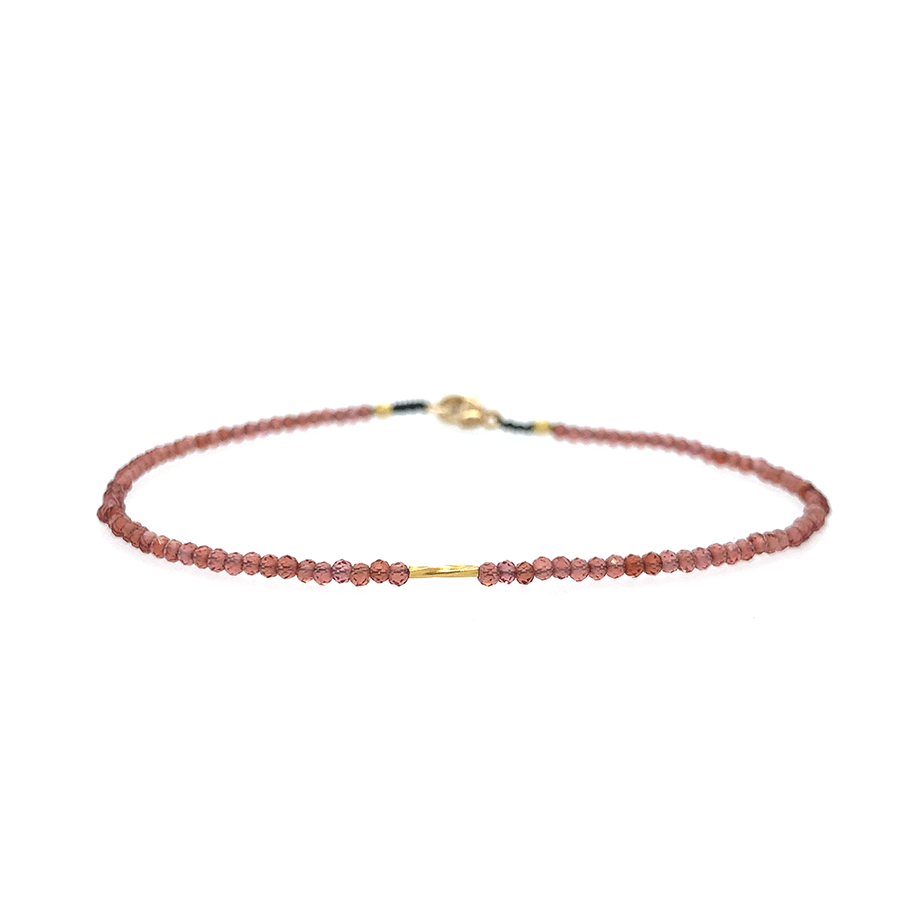 Garnet + 18k Linear Bead Bracelet
