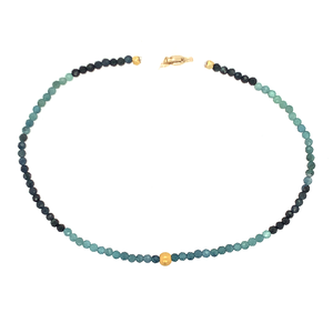 Multi Blue Tourmaline +18k Bead Bracelet