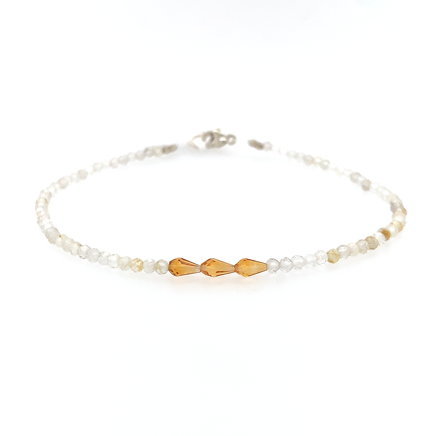 Rutilated Quartz + Citrine Beaded Bracelet