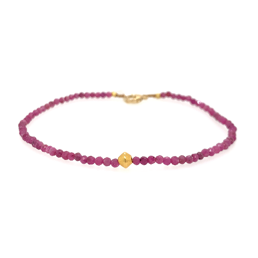 Ruby +18k Beveled Bead Bracelet