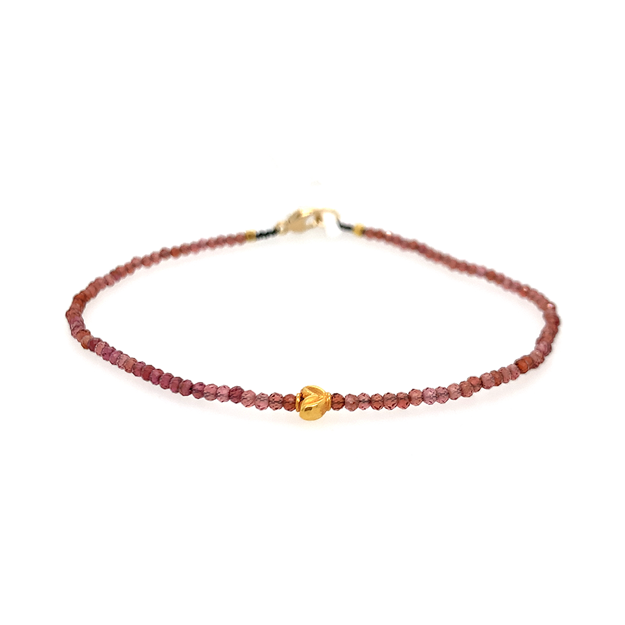 Garnet + Fleur de Lys 18k Bead Bracelet