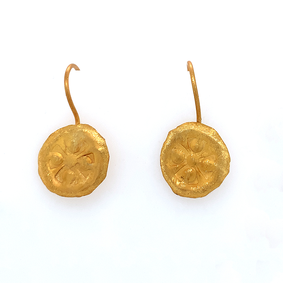 Flower Coin Dangle Earrings