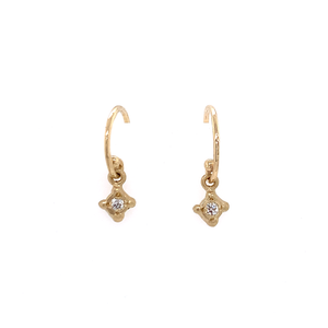 14k Framed Diamond Drop Earrings