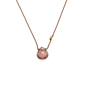 Faceted Droplet Necklace - Light Pink Tourmaline