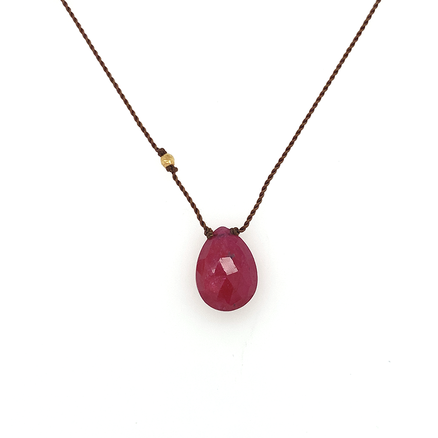 Faceted Droplet Necklace - Ruby