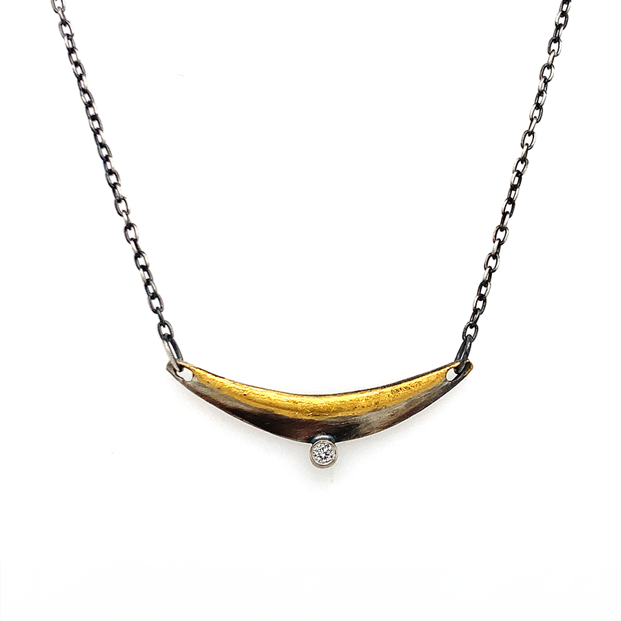 Crescent w/ Diamond Necklace