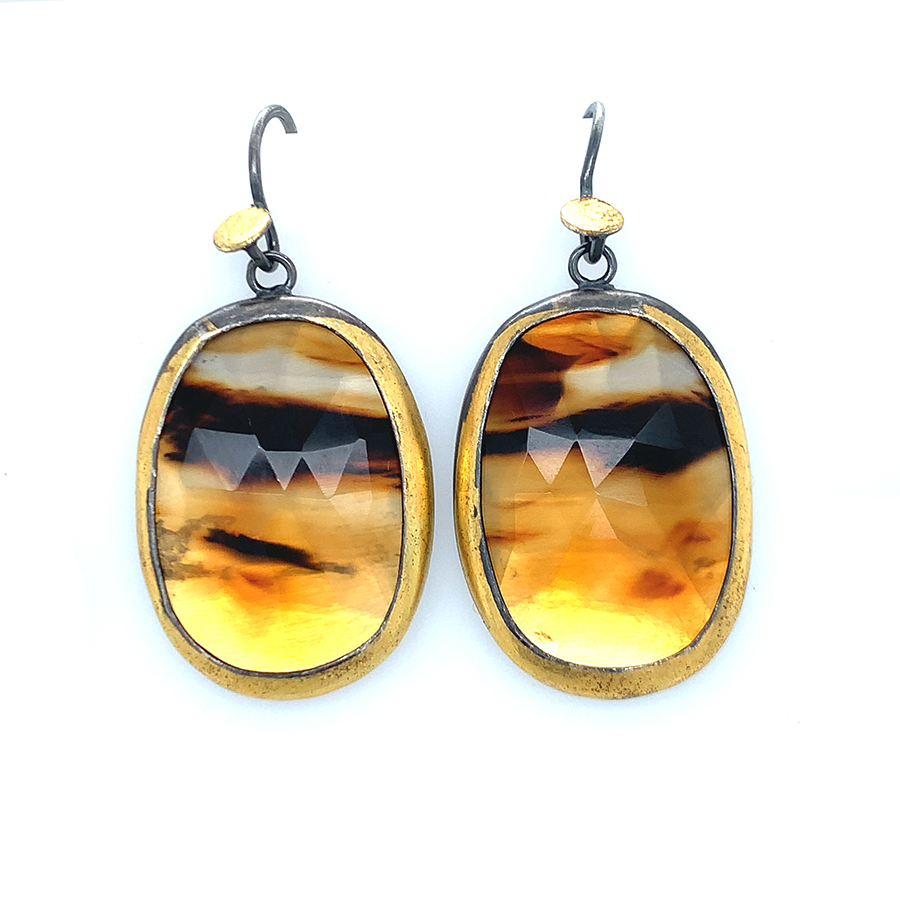 Golden Dot Earrings Agate