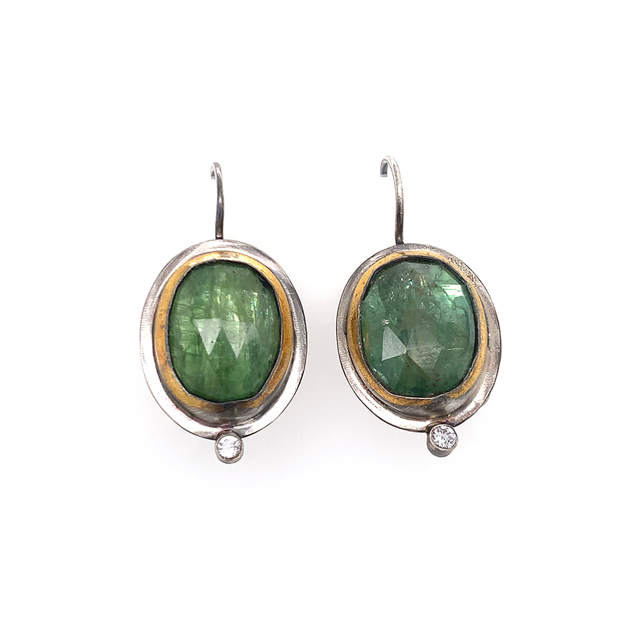 Green Kyanite + White Topaz Earrings