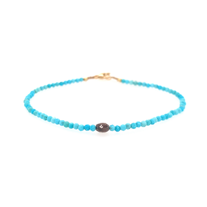Turquoise + Rustic Diamond Beaded Bracelet