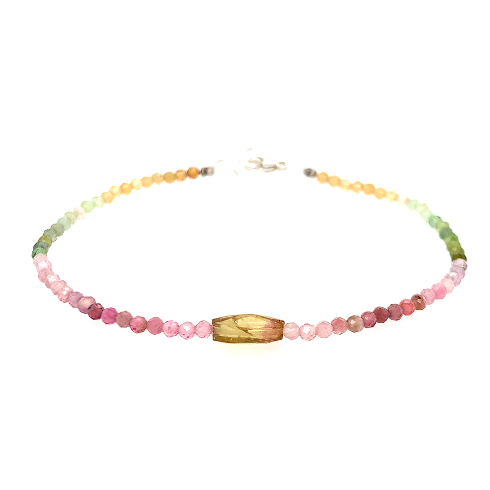 Watermelon Tourmaline Beaded Bracelet