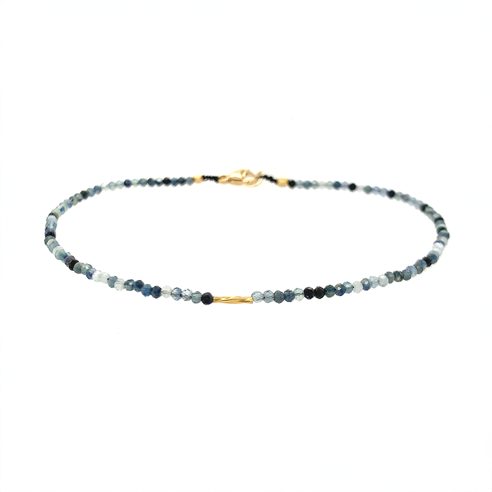 Blue Sapphire  + 18k Twist Strand Bracelet