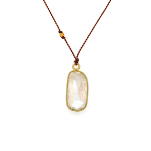 Rainbow Moonstone Bezel Necklace