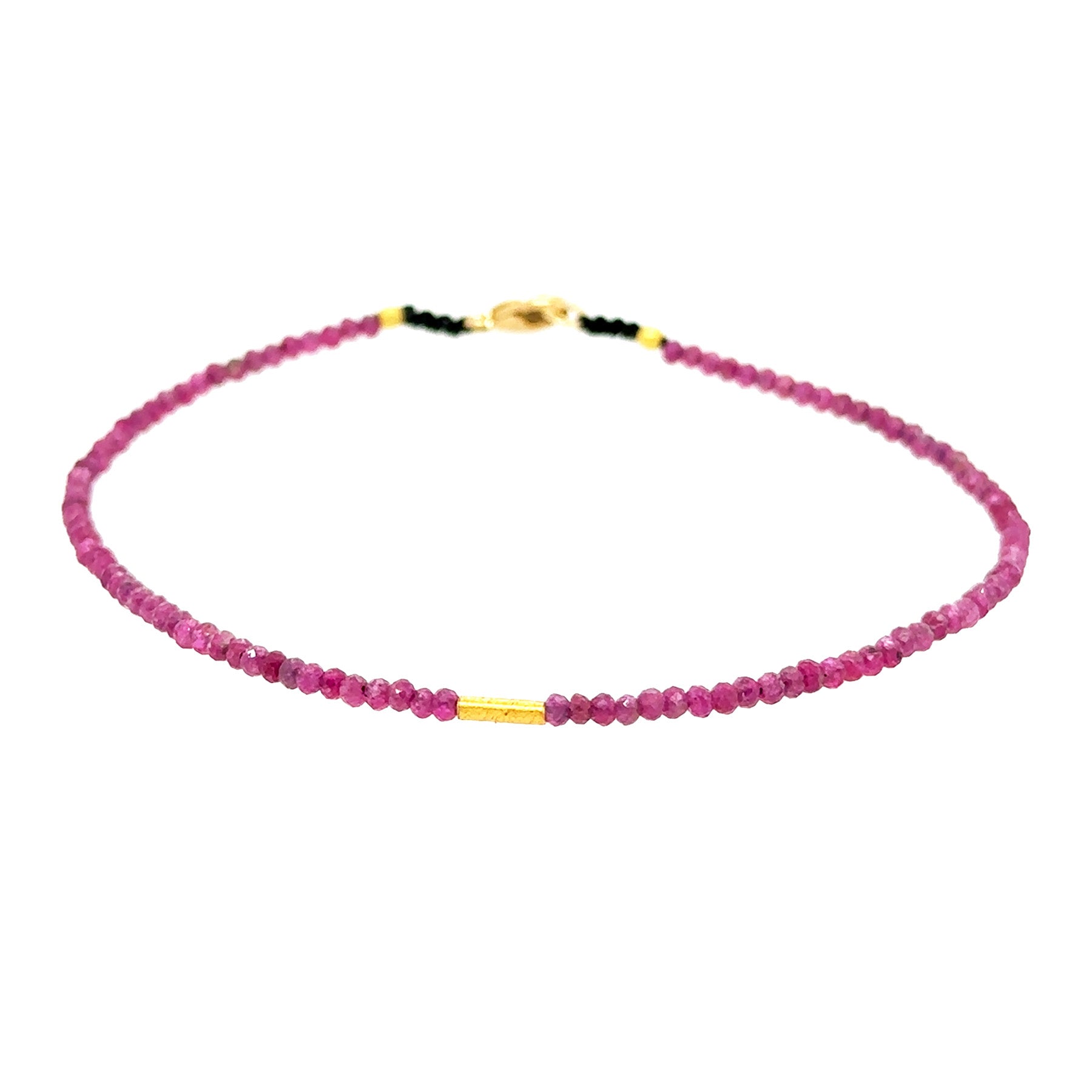 Ruby +18k Bar Bead Bracelet
