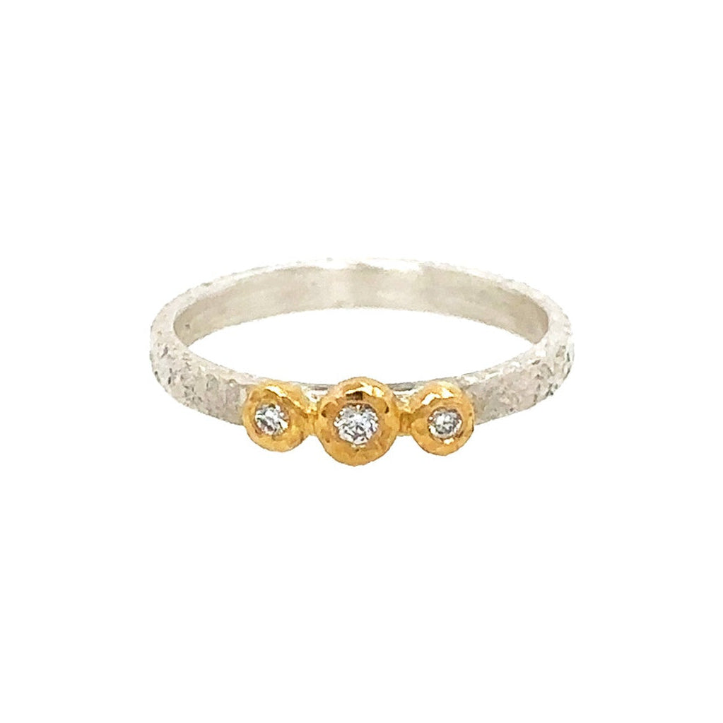 Mixed Metal Triple Diamond Ring